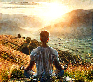 Person meditating with calm, undisturbed thoughts